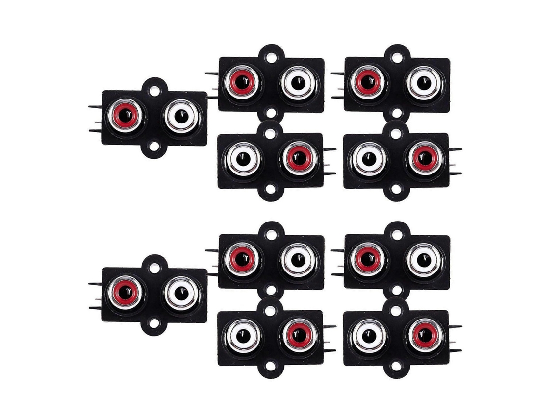 Conjunto de 10 Conectores Rca Fêmea para Montagem em Placa Circuito Impresso AQUAFORGE