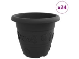 Conjunto 24 Jardineira De Flores Vidaxl Preto Plástico (ø 39 X 32 Cm)