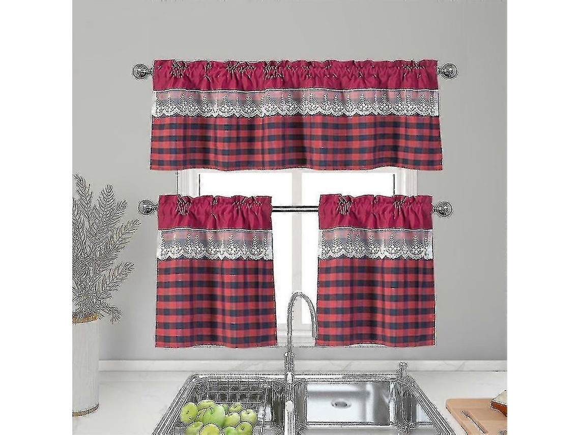 2026 cortinas de Cozinha Decorativas Valance Topper Moderno Translúcido Estampado com Bolso para Barra de Cortina
