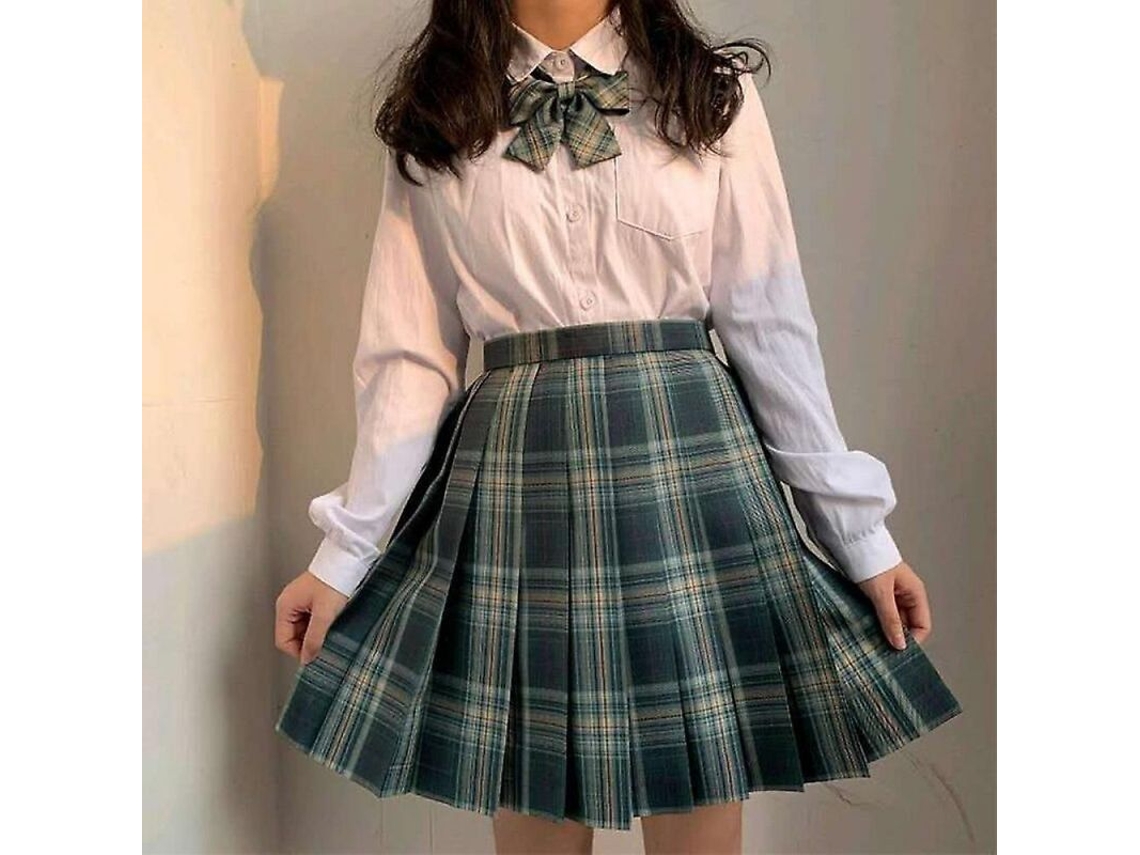 2026-saia Plissada Uniforme Escolar Japonesa High Waist A-line Tartan Jk Mulher Nowcos M Bosque De Cartas
