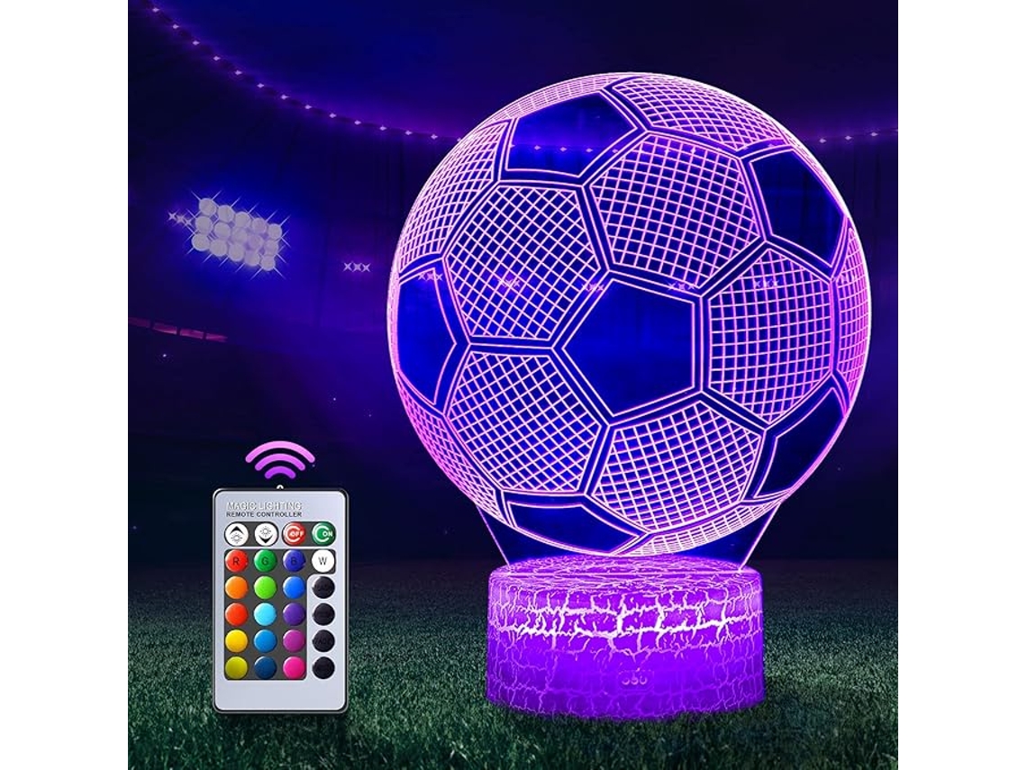 Lâmpada 3D Futebol 16 Cores Controle Toque P Cabeceira ZYBLSSBB
