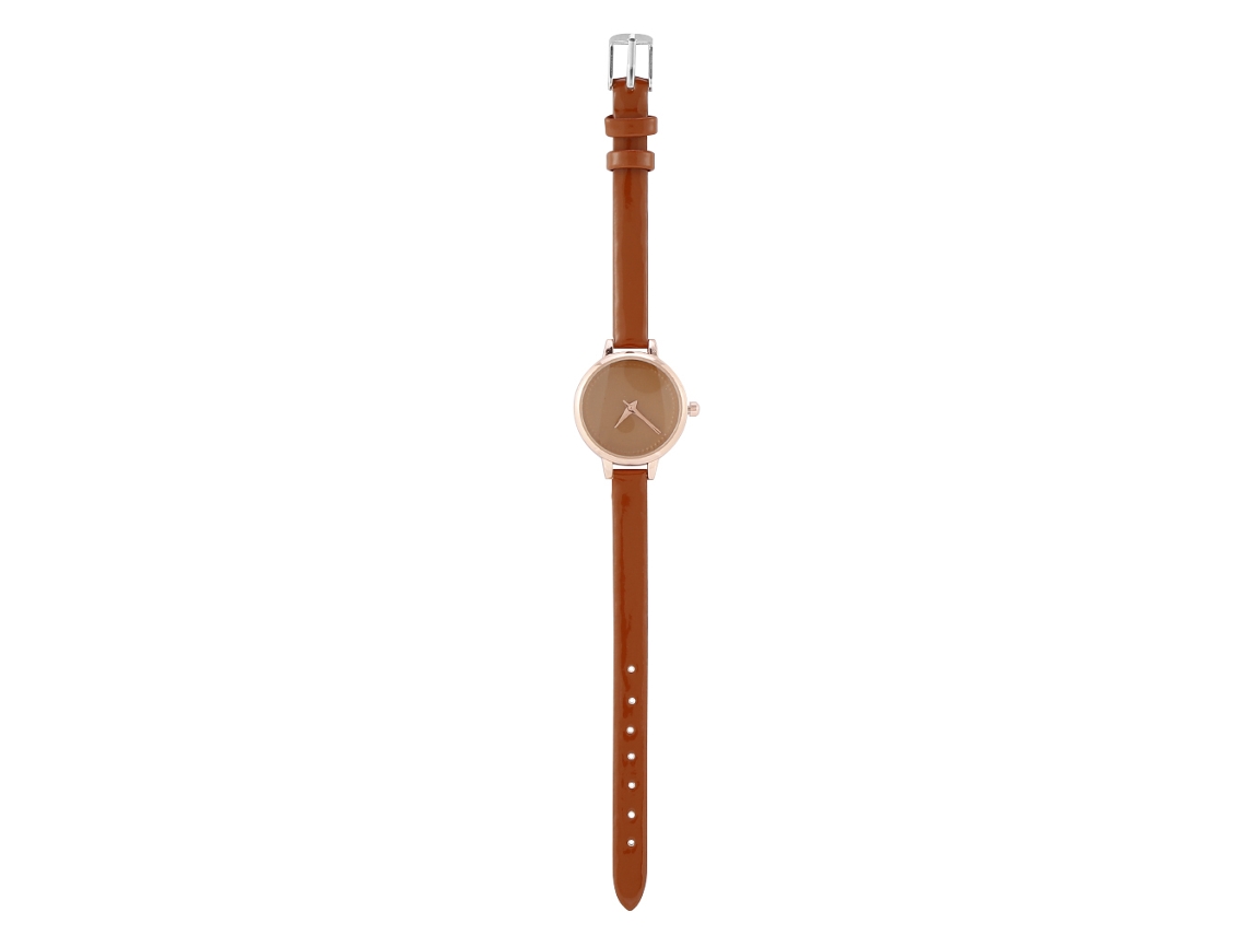 Relógio de Pulso Feminino Analógico de Quartzo com Pulseira de Couro Pu Estiloso (marrom)