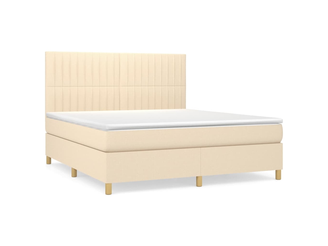 vidaXL Cama com molas/colchão 160x200 cm tecido cor creme