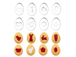 Kit de 8 moldes de biscoitos de páscoa, aço inoxidável 304, DIY, cortadores, ferramentas de bolo