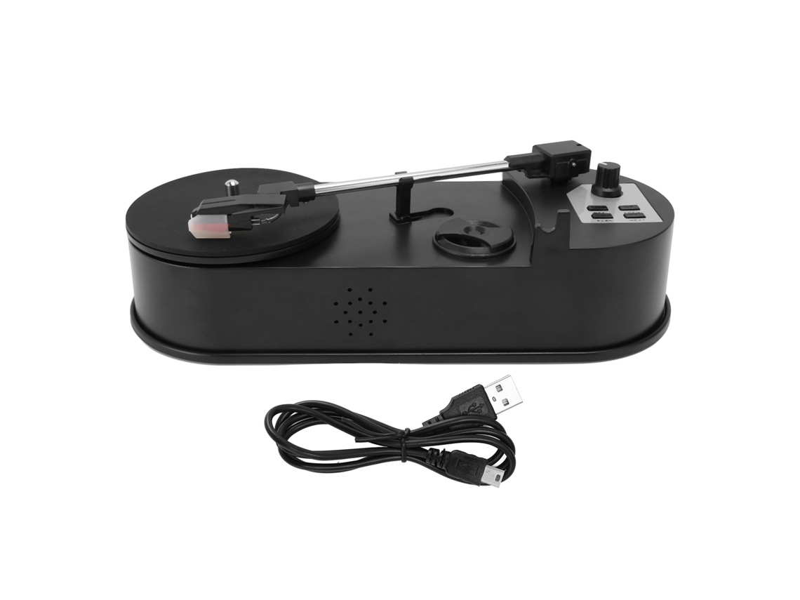 Toca discos Mini Portátil Vintage com Saída Estéreo 3.5mm