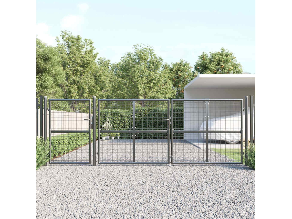 Vidaxl Portão De Jardim Em Tela Antracite 400x125 Cm Aço Galvanizado.