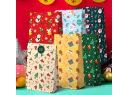 Pacote Com 24 Sacolas De Presente Natal, Papel Kraft Para Presentes Cestas A Granel, Lanches, Lembrancinhas Festa Adesivos. Aquaforge