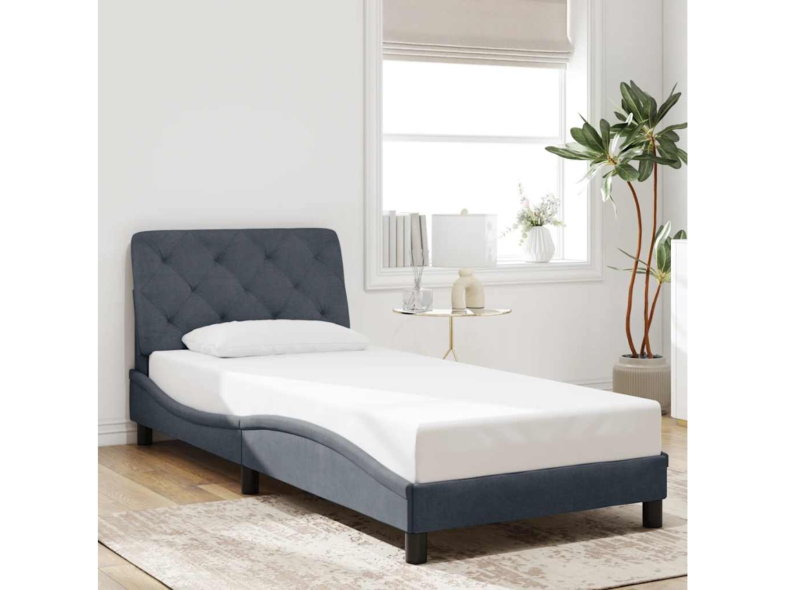 Vidaxl Estrutura De Cama Sem Colchão 90x200 Cm Veludo Cinzento-escuro