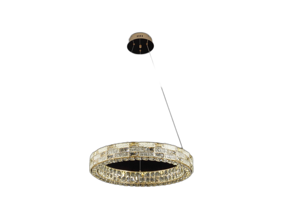 Candeeiro De Teto Led Cristal Pequeno Anel, 25w, 3 Temperaturas De Cor, 50cm