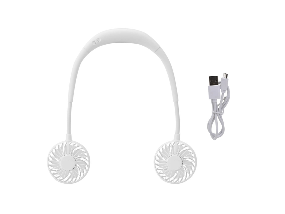 Ventilador Portátil Usb Mini de Mão com Gancho para Pescoço Esportivo Branco | S/MARCA