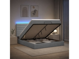 Vidaxl Cama Ottoman Com Colchão E Led Cinzento-claro 160 X 200 Cm
