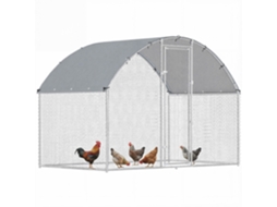 Galinheiro Externo Com Telhado Impermeável E Trava, Aço Galvanizado, 2,8 X 1,7 X 1,9 M, Prata