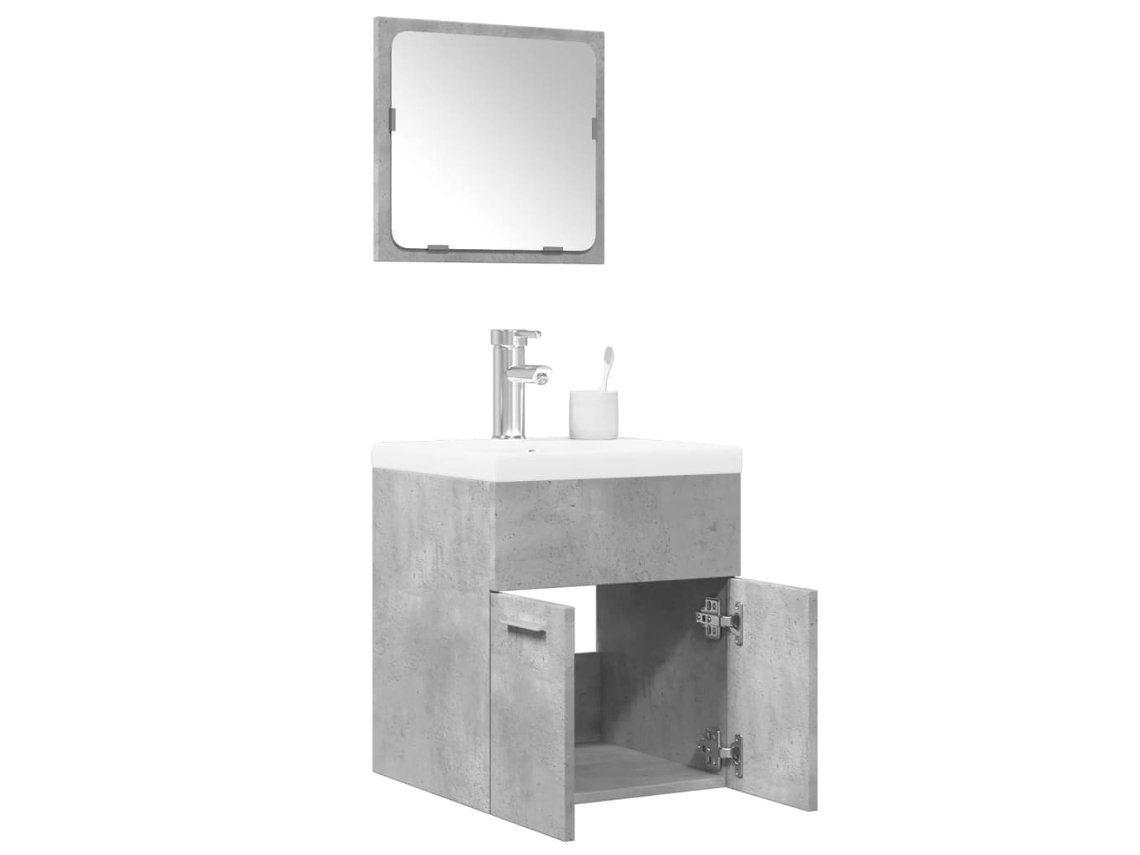 Vidaxl 3 Pcs Conj. Móveis Casa Banho Derivados Madeira Cinza Cimento