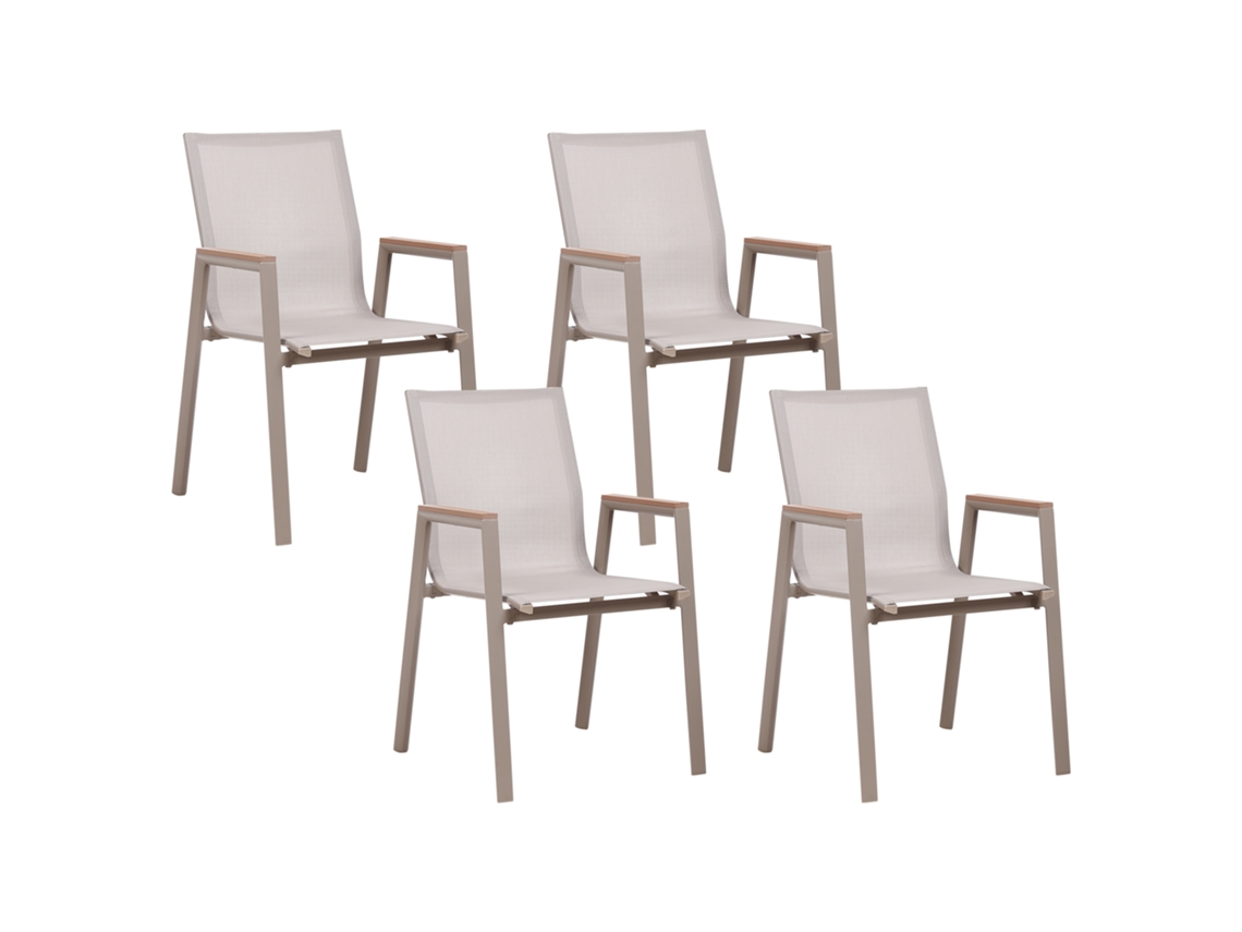 Conjunto De 4 Cadeiras De Jardim Beliani Tiano De Alumínio Taupe 56x56x90