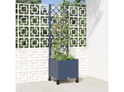 Vidaxl Vaso De Jardim Com Treliça E Rodas Cinza Azul 40 X 40 X 146 Cm