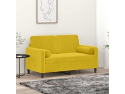 Vidaxl Sofá 2 Lugares C/ Almofadas Decorativas 120 Cm Veludo Amarelo