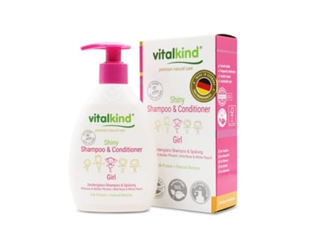 VITALKIND Shiny Shampoo & Condicionador para Meninas Cuidado Natural Premium para Crianças