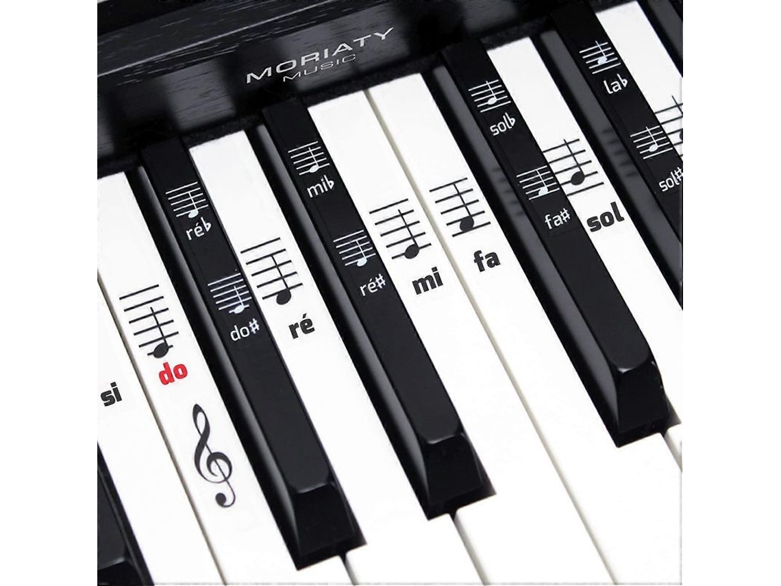 Autocolantes YURU para notas de piano, teclado 49, 61, 76, 88 teclas, kit premium, para teclas pretas e brancas