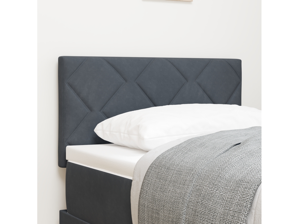 Cabecero Diseño Bloques de Diamantes Gris Oscuro 80 cm Terciopelo
