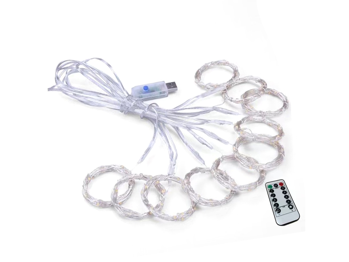 Luzes de Cortina Led 8 Modos Controle Remoto Usb Alta Segurança 3.3x3.3yd Casa Office Outdoor S/MARCA