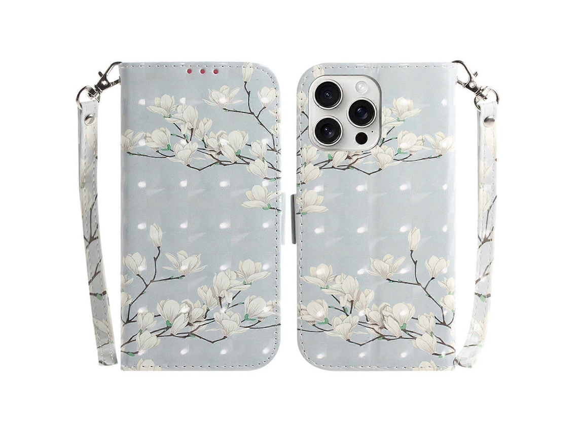 Capa Tipo Carteira Para Iphone 16 Pro Com Estampa 3d Em Couro