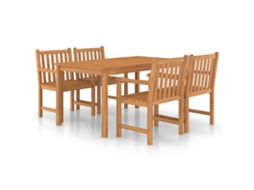 Conjunto 5 de jantar p/ jardim madeira VIDAXL de teca maciça