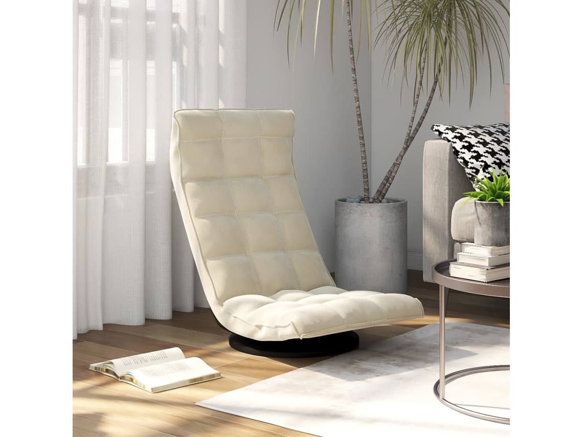 Vidaxl Cadeira De Piso Giratória Veludo Cor Creme