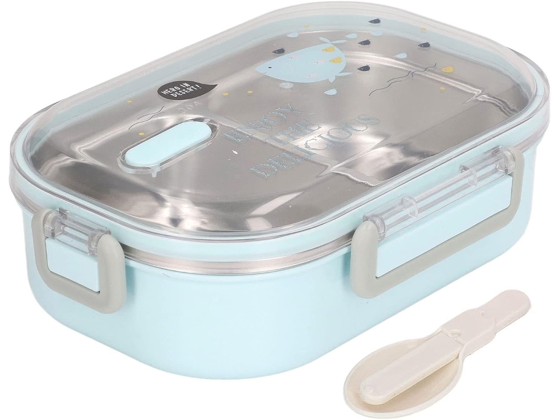 Lancheira Ejoyous Para Alimentos, Lancheira Infantil Bentobox Em Aço Inoxidável Peixe Azul Transparente