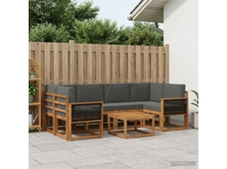 Vidaxl Conjunto De Sofás Para Exterior 5 Pcs Natural E Antracite