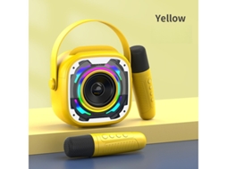 Mini máquina de karaokê sem Bluetooth com microfone duplo para entretenimento de festa Amarelo Yizhood