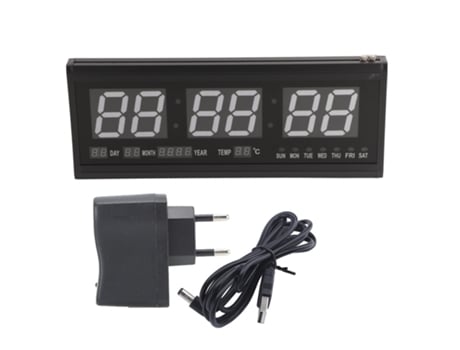 Relógio Digital Led, Data E Temperatura, 12/24h, Parede Kofihety