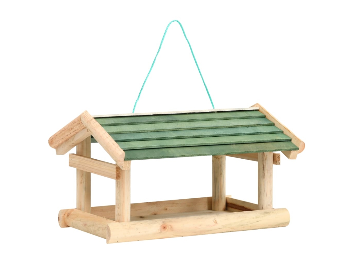 Vidaxl Comedouro De Pássaros 35x29,5x21 Cm Madeira Maciça