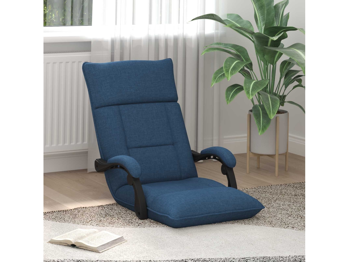 Vidaxl Cadeira De Chão Ajustável Azul Tecido