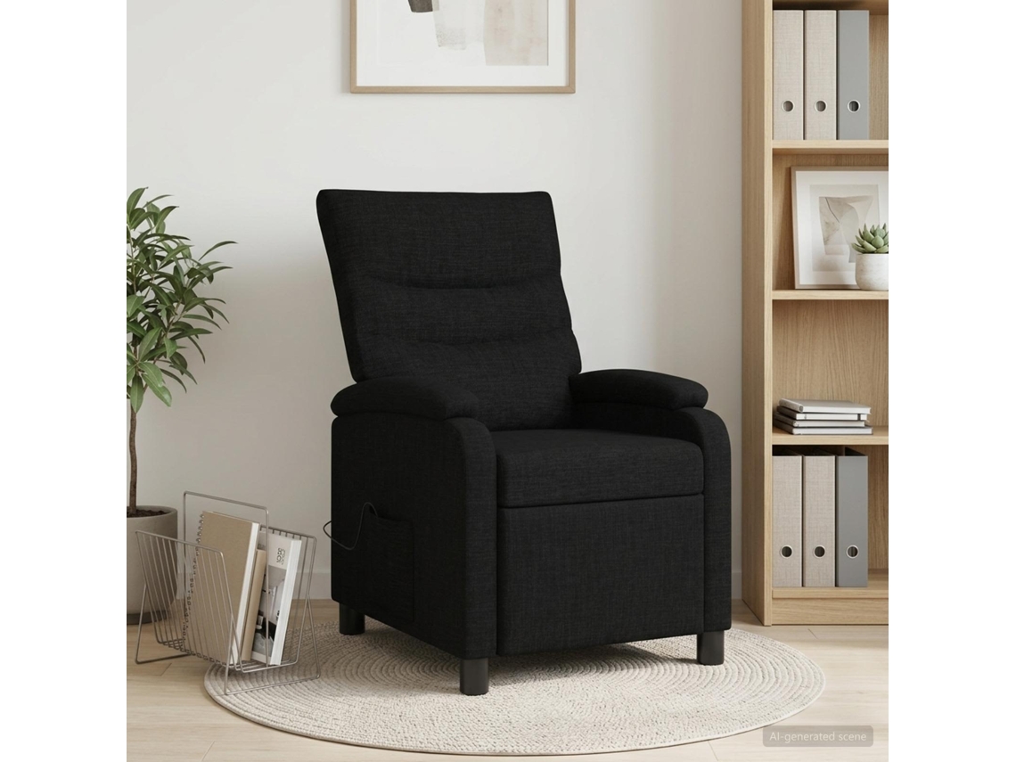 Vidaxl Recliner De Massagem Preto Tecido