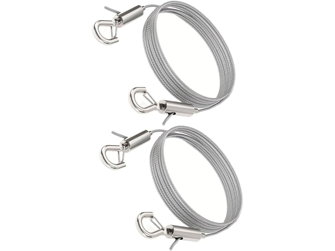 Cordão ajustável em aço inoxidável 304 para pendurar quadros e fotos, conjunto com 2 unidades, ideal para galerias de fotos.