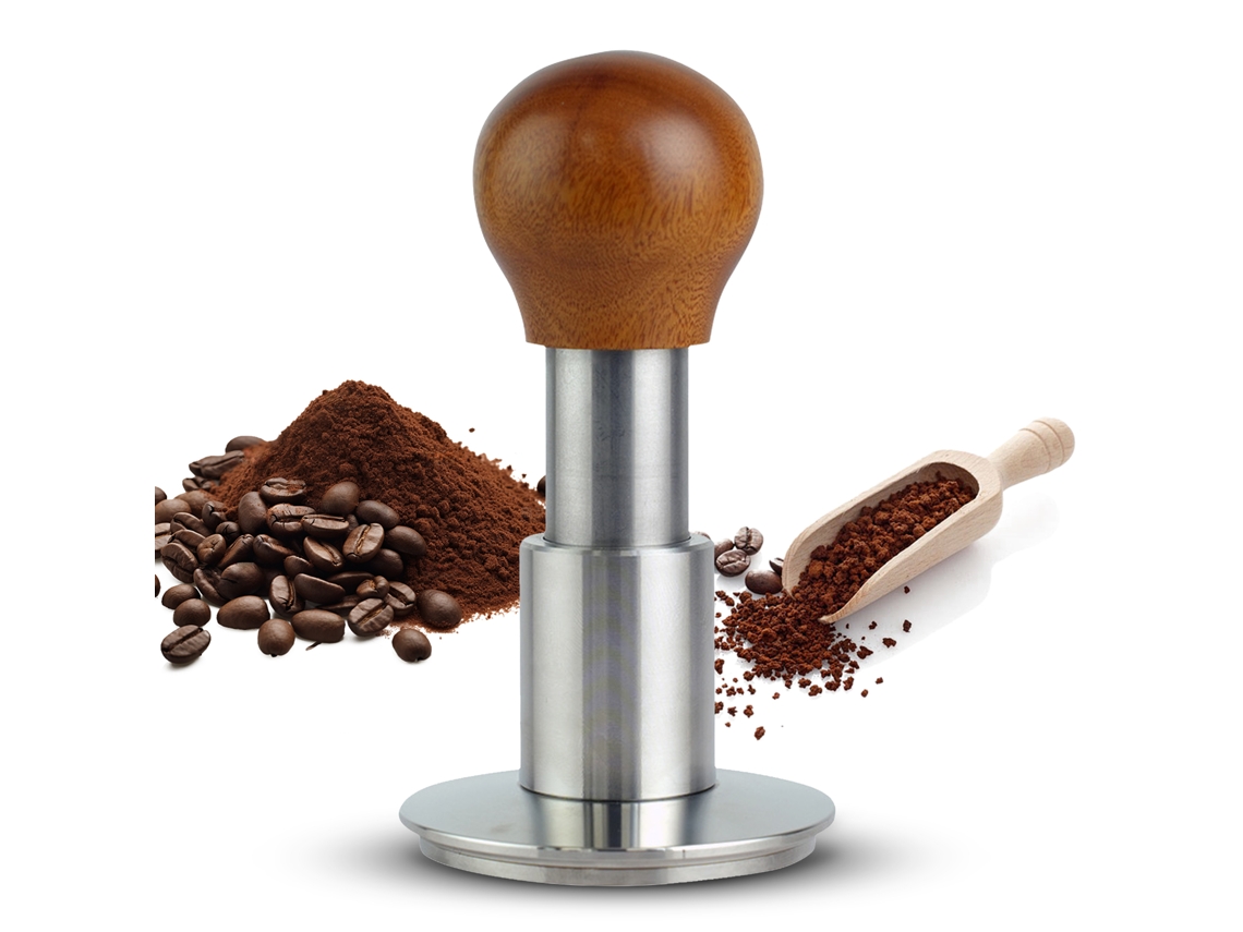 Pisador de café impacto 58.5mm, pressão ajustável 30lbs, nivelador de pó, com feedback sonoro, aço inox 304