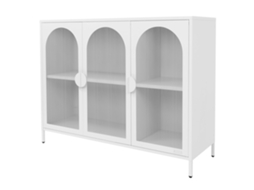 Aparador Ml-design Com 3 Portas Branco 120 X 93 X 40 Cm Em Metal Com 4 Compartimentos