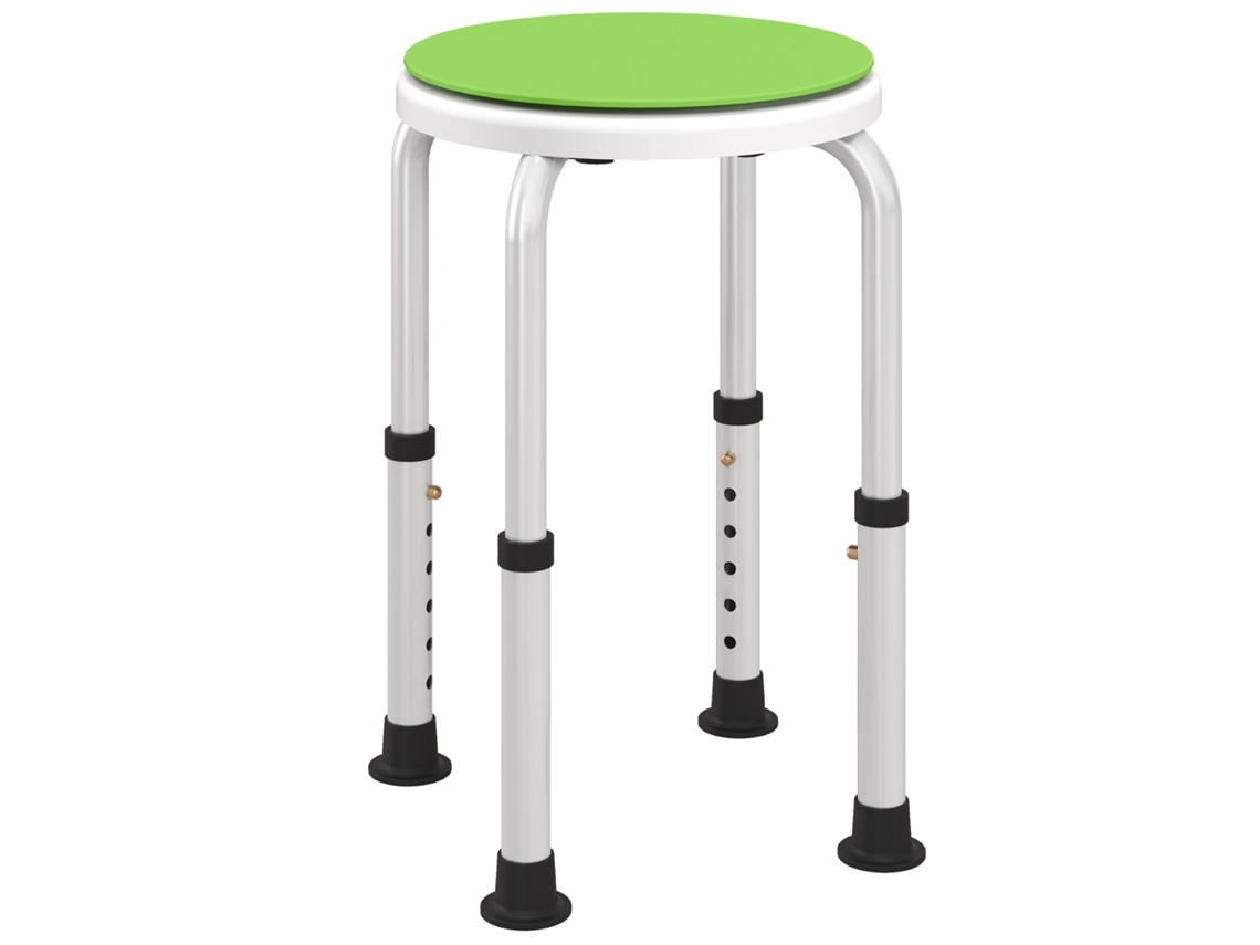 Banqueta de Chuveiro, Assento Antiderrapante para Chuveiro, Banqueta de Banho com Altura Ajustável, Giro de 360°, Alumínio