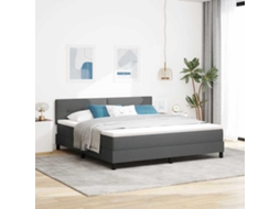 Vidaxl Cama Box Com Cabeceira Manual Cinza Escuro 180 X 200 Cm Tecido