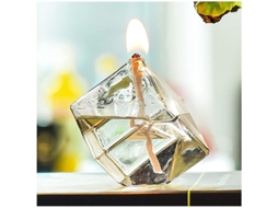 Lámpara De Óleo De Vidro Para Mesa Sem Fumo Estilo Restaurante Com Mecha Em Forma De Cubo Ideal Para Ceia Romântica E Ocasiões Especiais