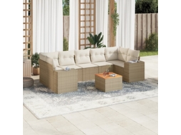 Conjunto de 8 Sofás para Jardim com Almofadas Vime Pe Bege Dkd Home Decor