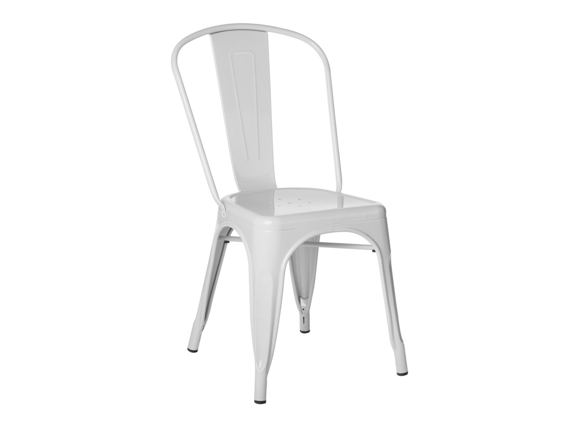 Cadeira de jantar empilhável Sklum Lix em aço branco