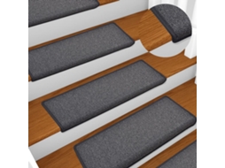 Vidaxl Tapetes De Escada 15 Peças 65x21x4 Cm Cinza Escuro Com Borda Retangular