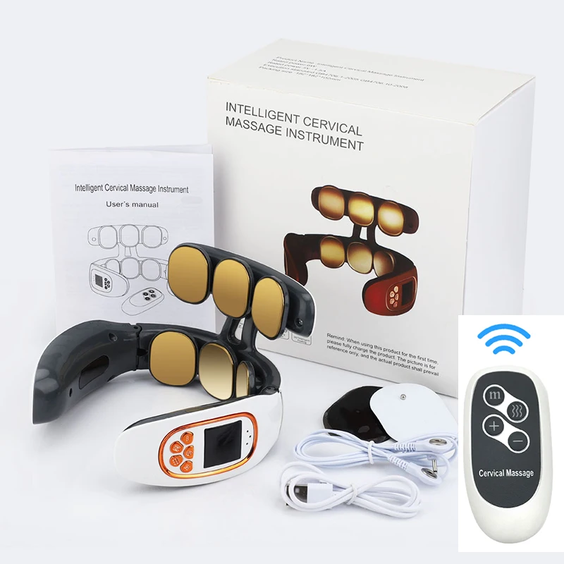 Massageador De Pescoço Magnético Sem Fio Com 4 Modos Massagem Relaxante Para Fisioterapia Da Coluna Cervical. Recarregável Via Usb.