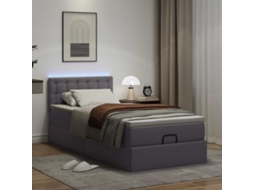 Moldura de Cama Síriaxl Otomana em Couro Falso Cinza MAISON EXCLUSIVE com Colchão 90x200 cm