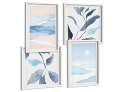 Composição De Quadros Flores, Jardim, Montanhas, Água Moldura Branca Quadros Para A Sala De Estar Espelharte (conjunto De 4 Imagens)