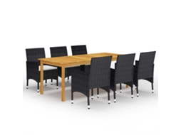 Vidaxl 7 Pcs Conjunto de Jantar para Jardim Preto
