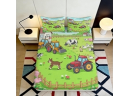 Conjunto de Cama com Estampa 3d Trator F em Microfibra Fronha 200x25cm