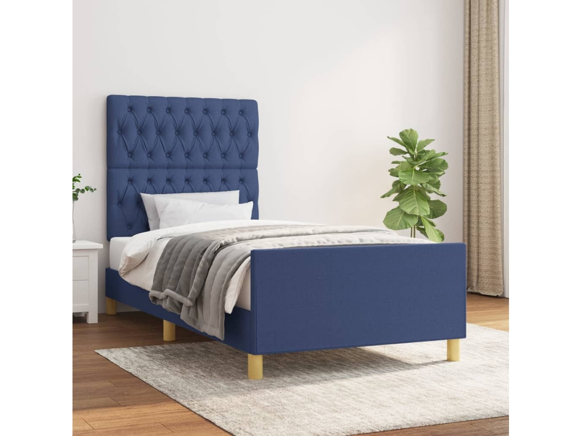 Estrutura De Cama Sem Colchão 90x200 Cm Tecido Azul