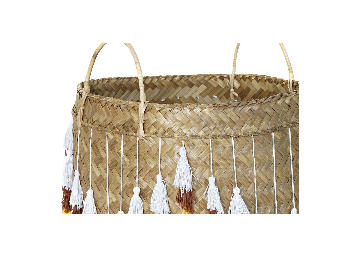 Conjunto de Cestas Dkd Home Decor Bambu Bali Franjas 3 Pcs